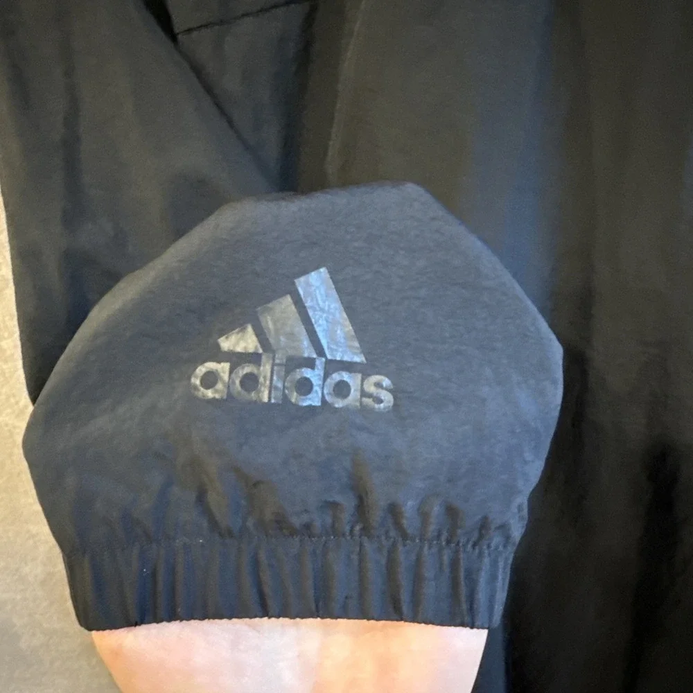 Adidas Big Letters Spell Out Polyester Black Track Jacket Mens 2XL Windbreaker
